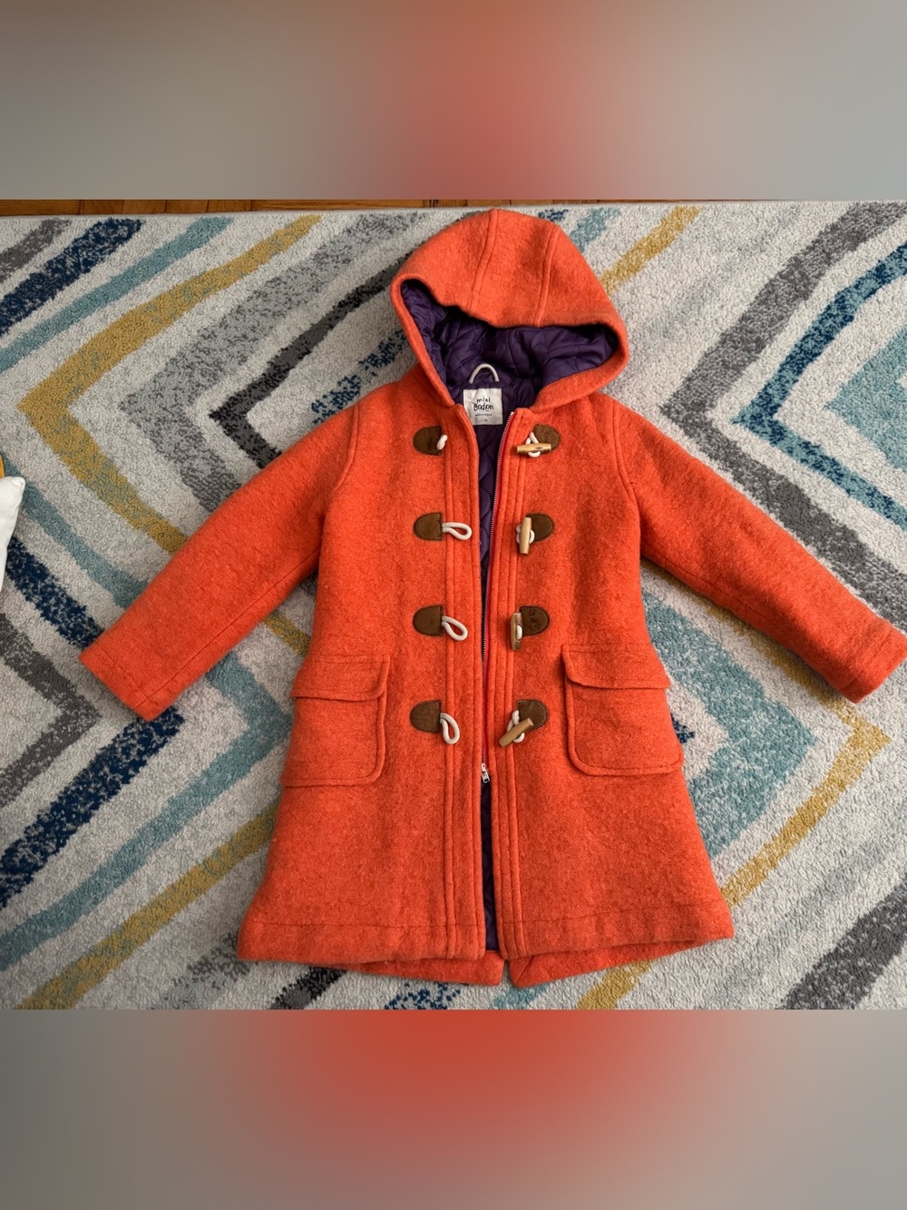 Mini Boden Orange Duffel Coat 5-6Y
